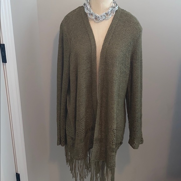 Michael Kors Sweaters - Michael Kors Safari Green Duster Sweater